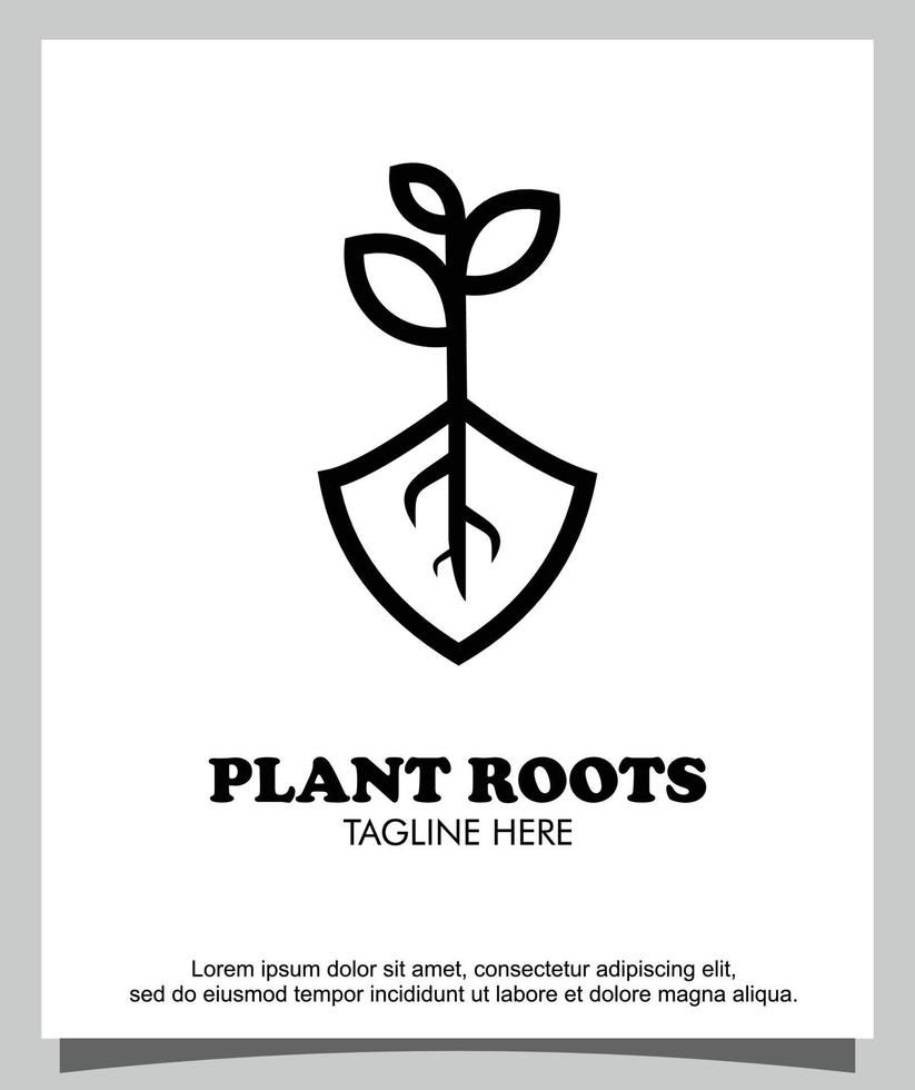 planta de vetor e design de logotipo de raiz