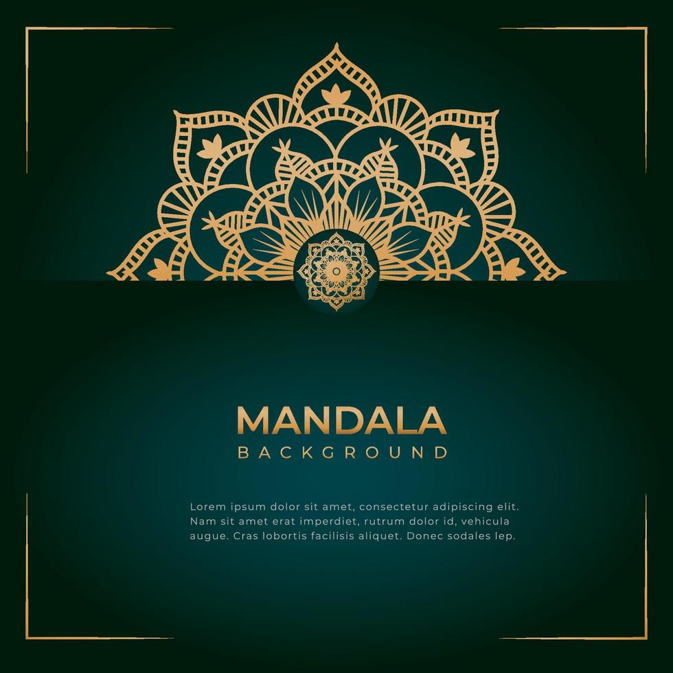 Fundo de mandala simples de luxo com arabescos islâmicos dourados e fundo de convite de casamento elegante e ornamentado vetor