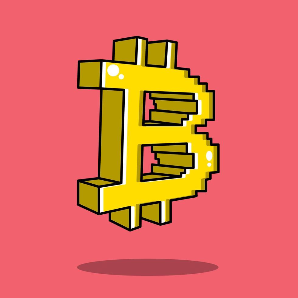 ilustração bitcoin, ilustração vetorial pixel bitcoin vetor
