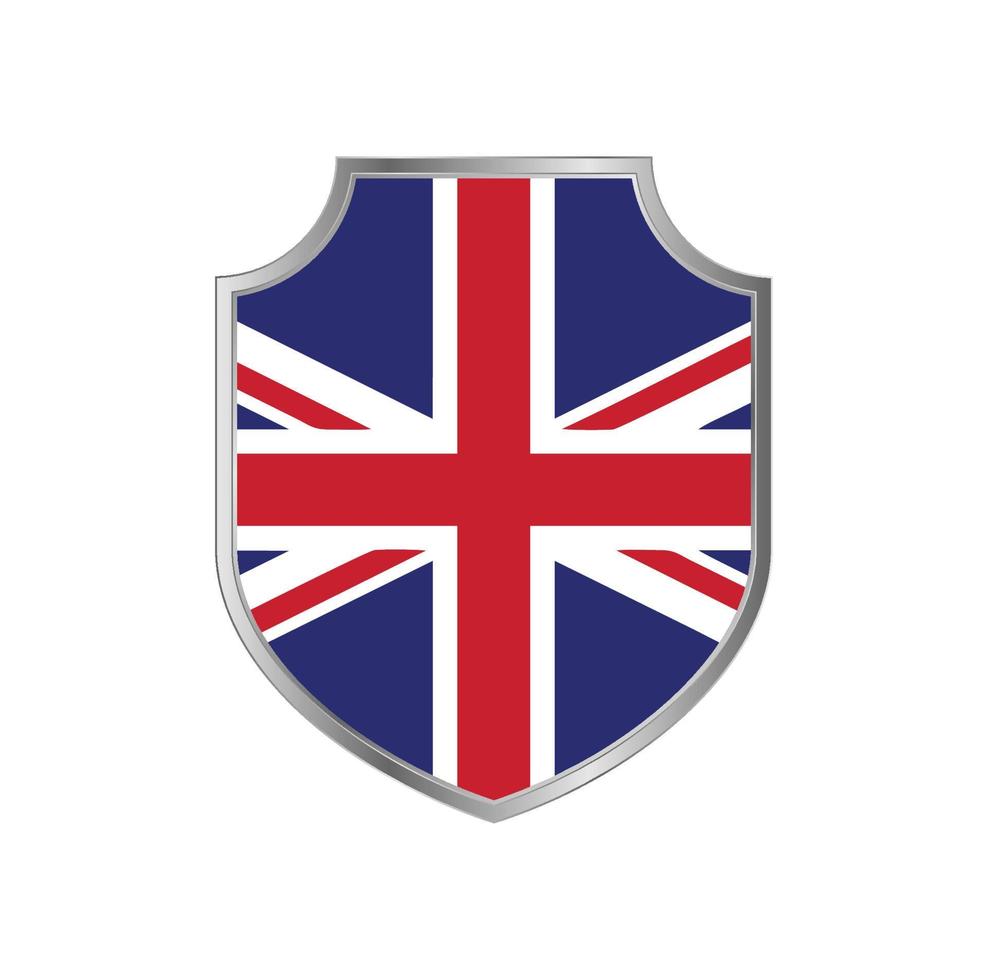 bandeira do Reino Unido com estrutura de escudo de metal vetor