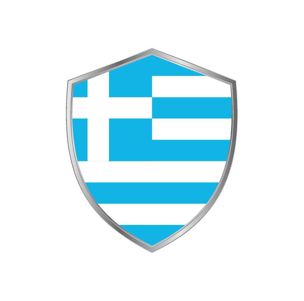 bandeira da grécia com moldura de prata vetor