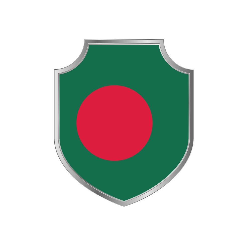 bandeira de bangladesh com armação de escudo de metal vetor