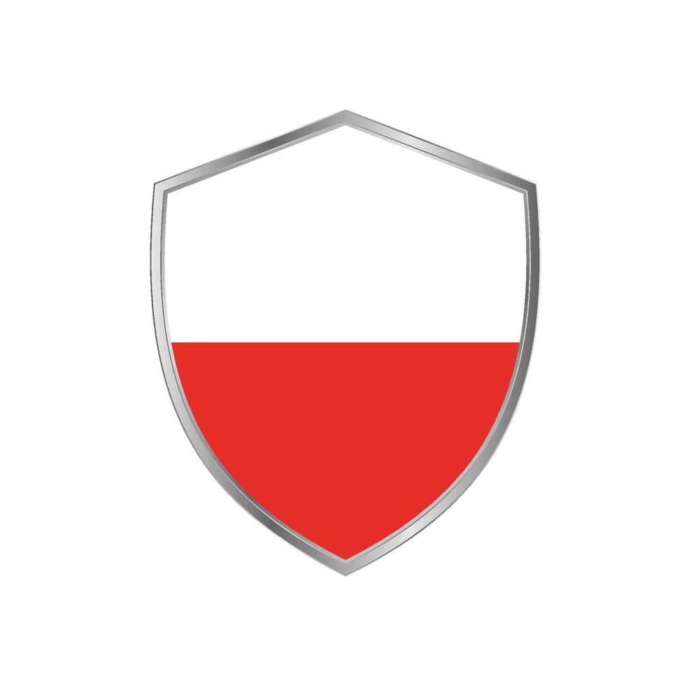 bandeira da polônia com moldura de prata vetor