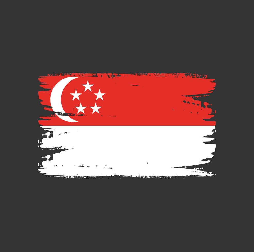 bandeira de Singapura com pincel vetor