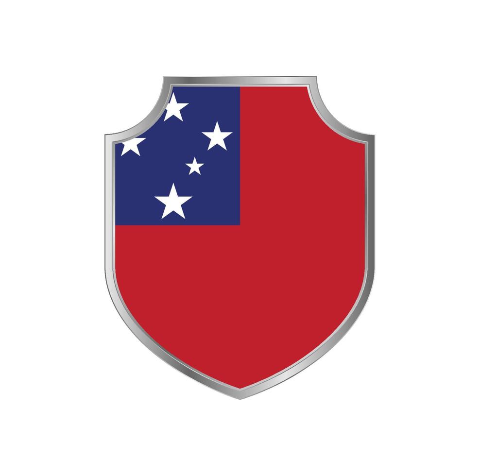 bandeira da samoa com moldura de escudo de metal vetor