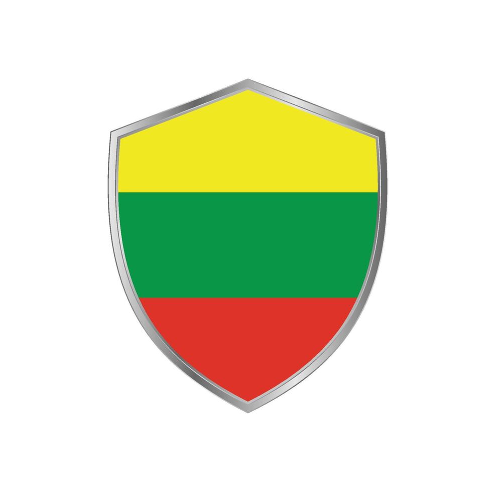bandeira da Lituânia com moldura de prata vetor