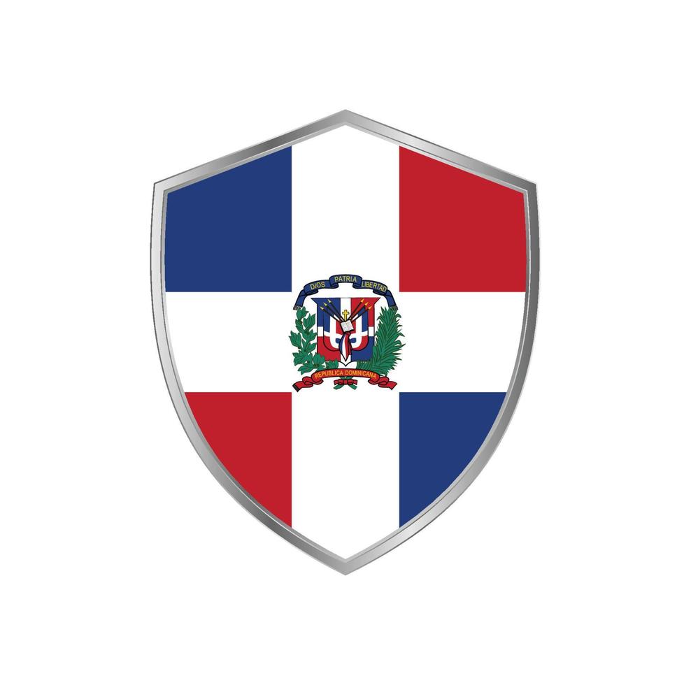 bandeira da república dominicana com moldura prateada vetor