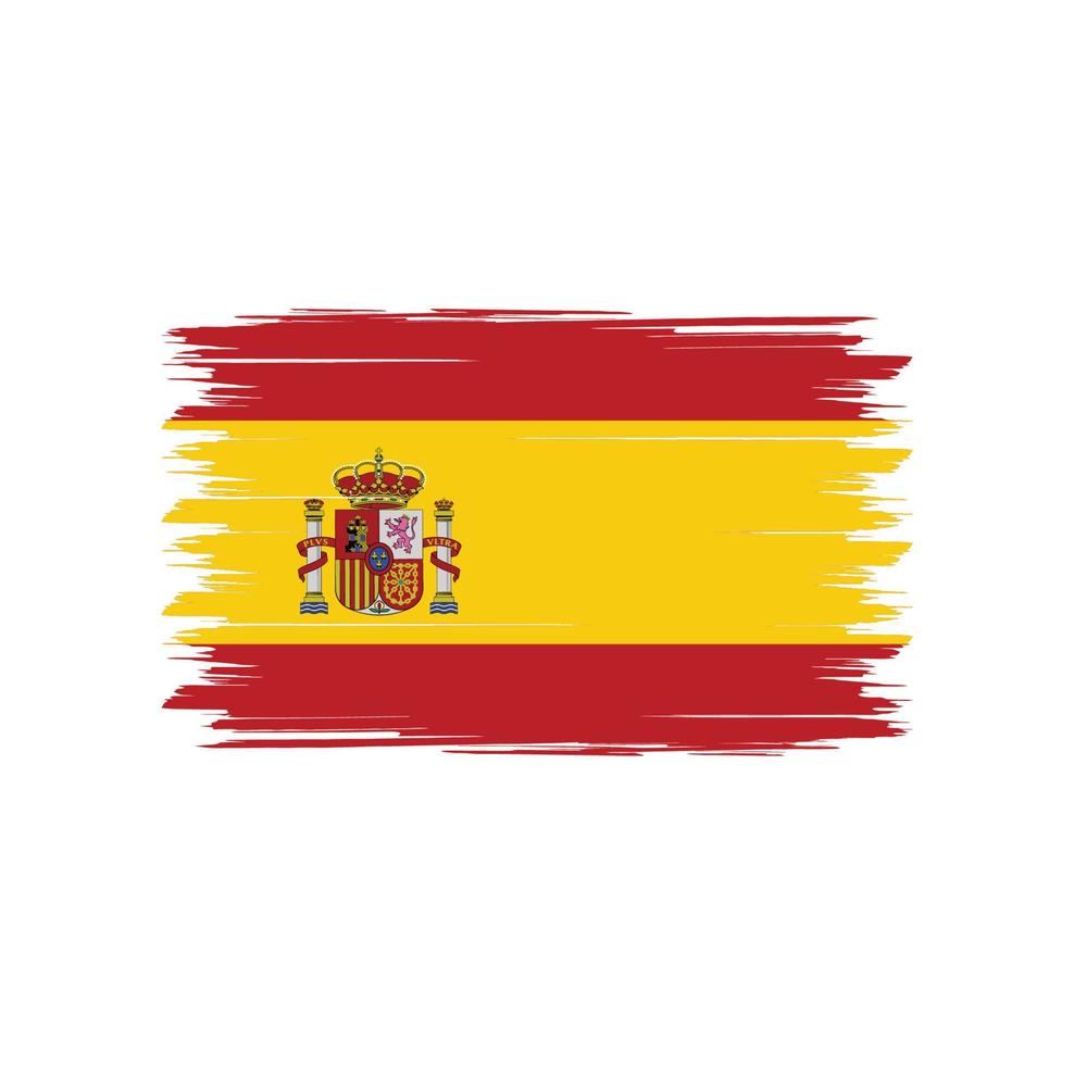 Vetor da bandeira da Espanha com pincel de aquarela