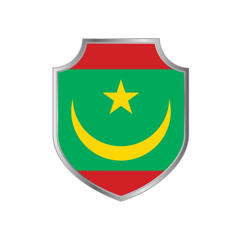 bandeira da mauritânia com armação de escudo de metal vetor