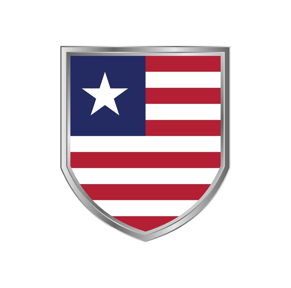 bandeira da liberia com moldura de escudo de metal vetor