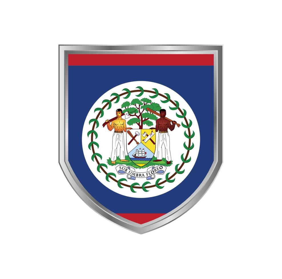 bandeira de belize com armação de escudo de metal vetor