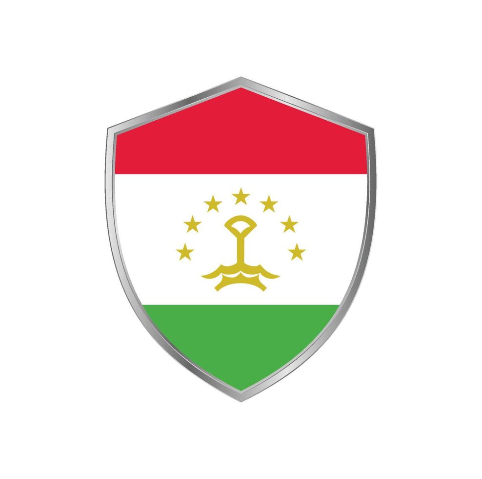 bandeira do tajiquistão com moldura de prata vetor