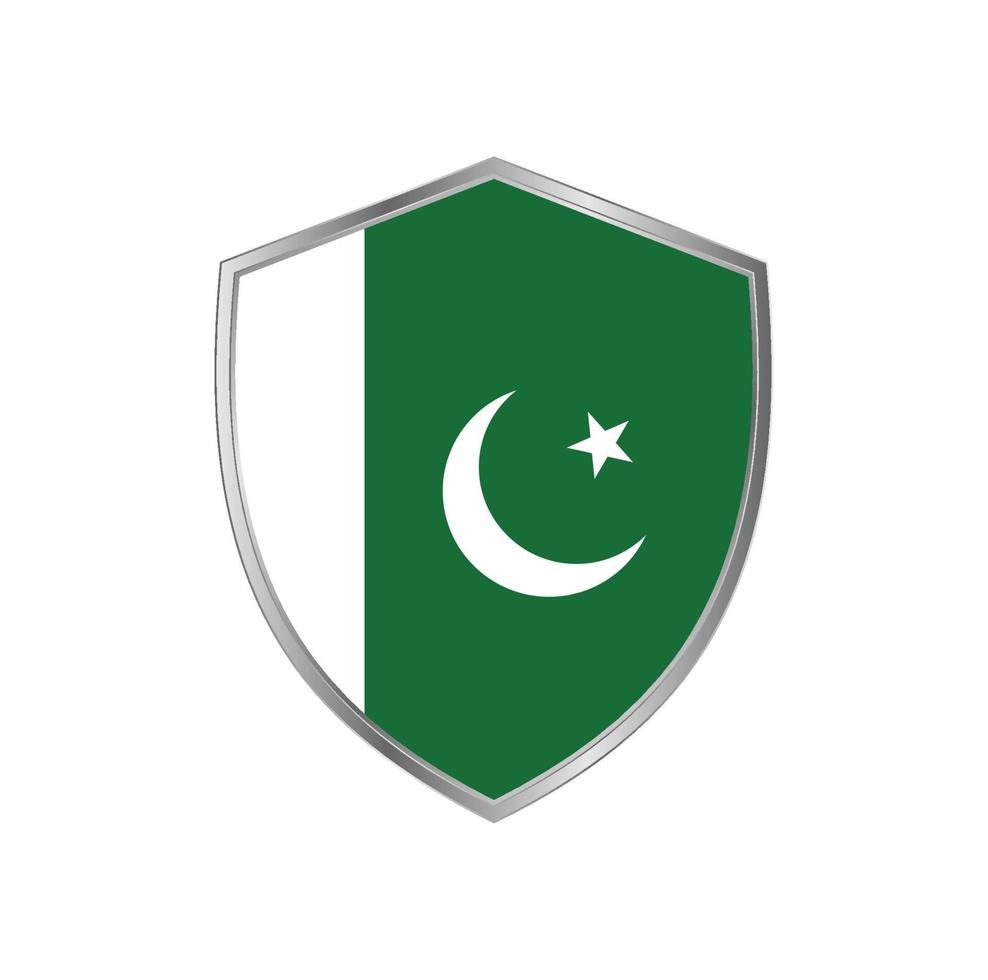bandeira do Paquistão com moldura de prata vetor