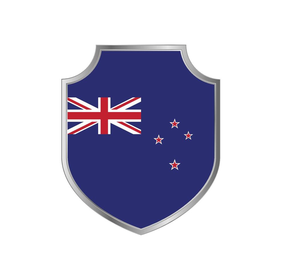 bandeira da nova zelândia com moldura de metal vetor