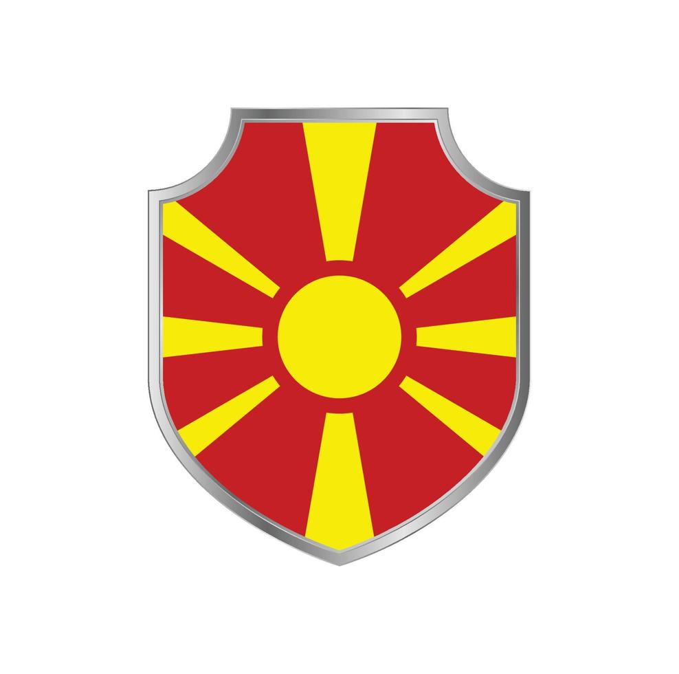 bandeira do norte da macedônia com armação de escudo de metal vetor