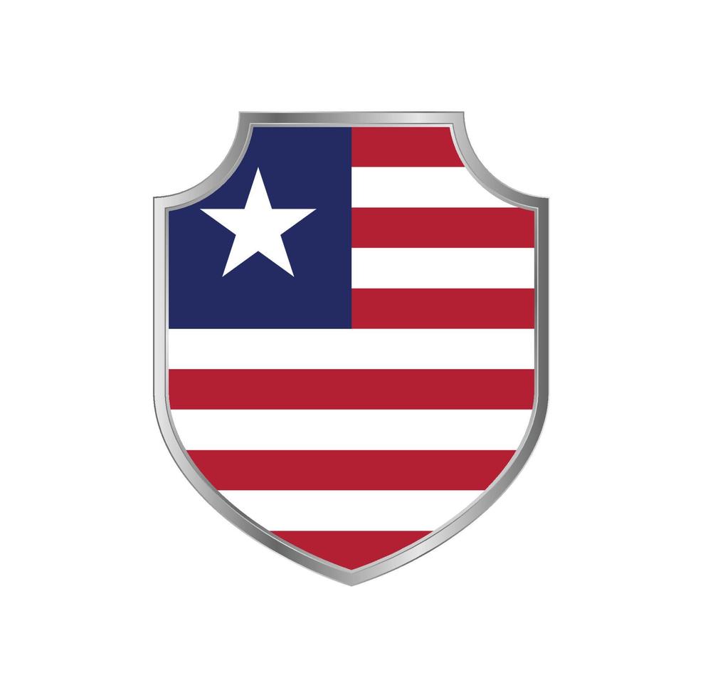 bandeira da liberia com moldura de escudo de metal vetor