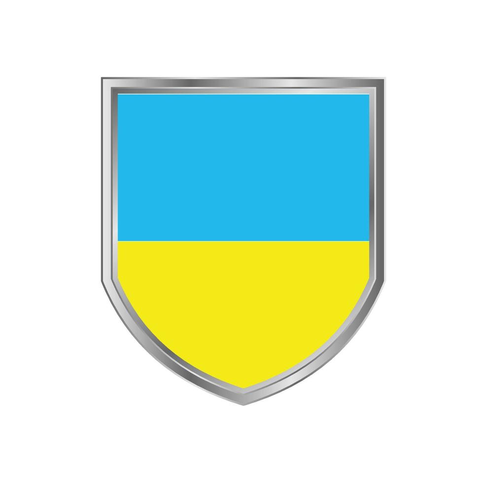 bandeira da ucrânia com armação de escudo de metal vetor