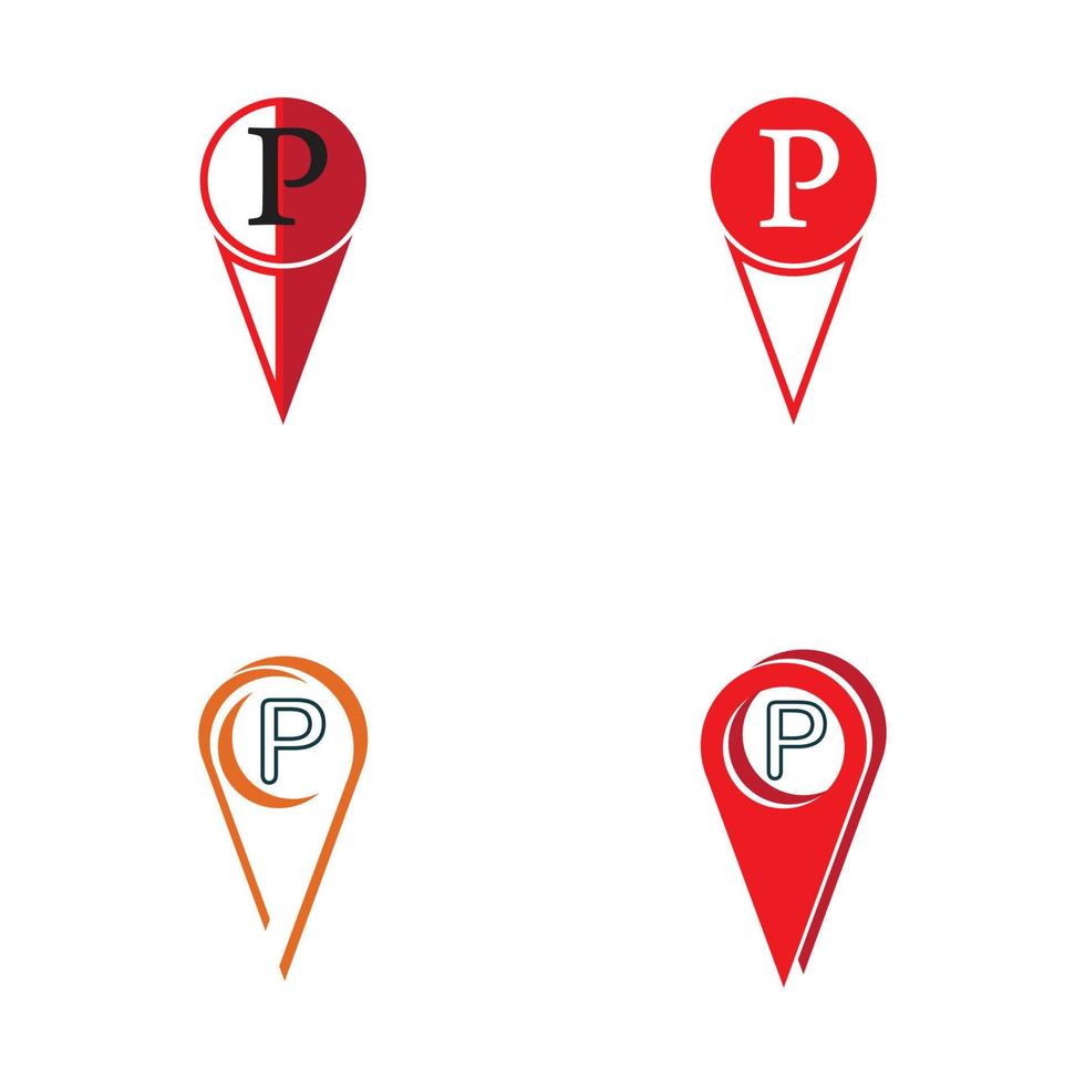 modelo de design de ilustração de ícone de vetor de pino de estacionamento