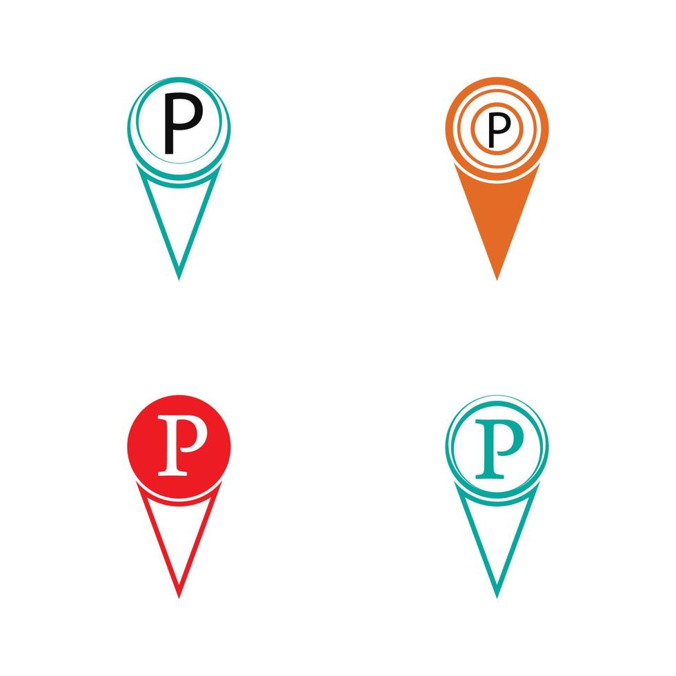 modelo de design de ilustração de ícone de vetor de pino de estacionamento