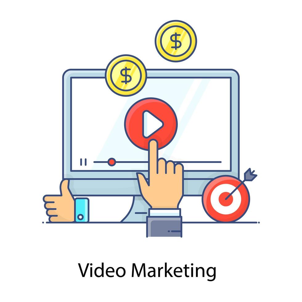 vetor de marketing de vídeo em moderno estilo simples