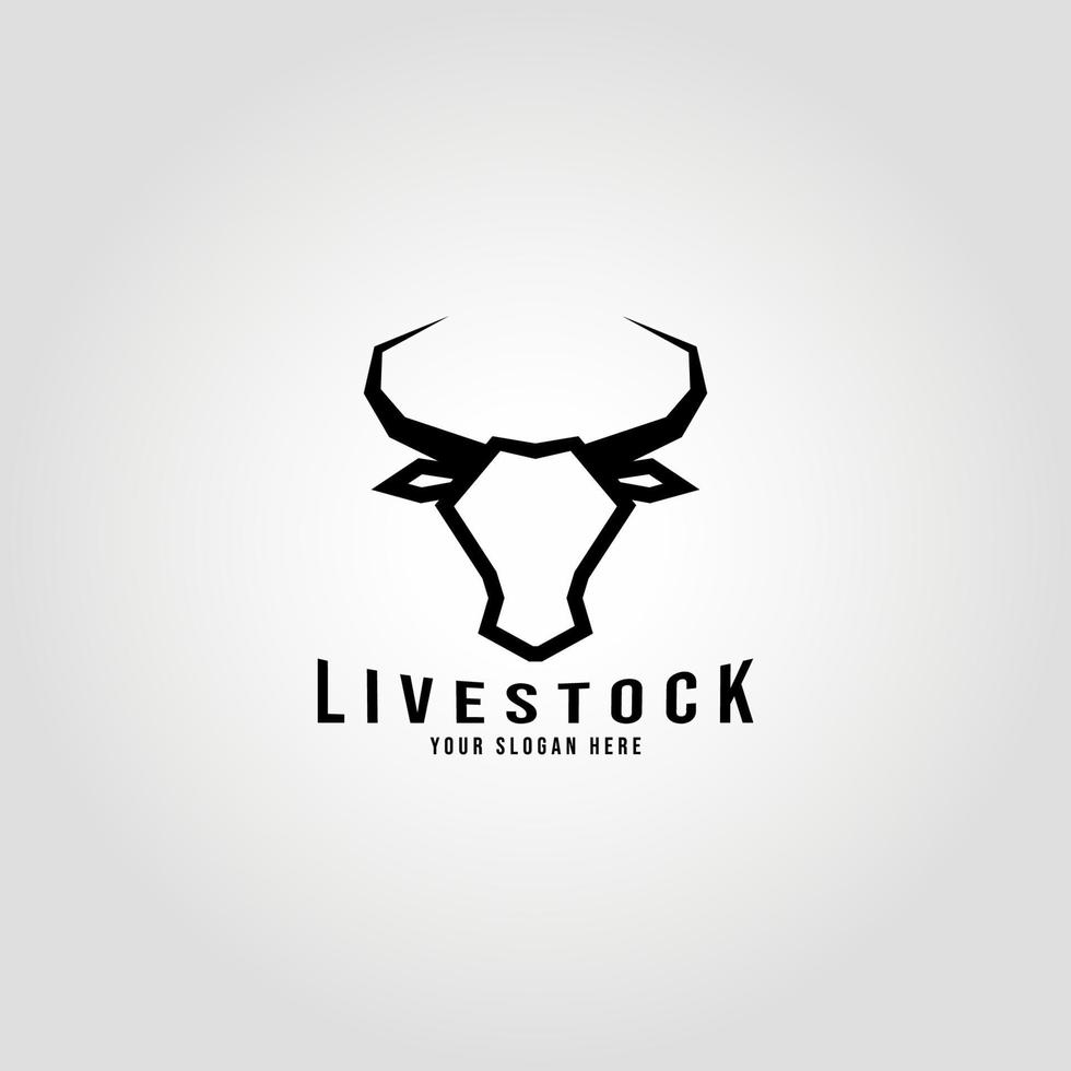 modelo de logotipo de ícone de vetor de cabeça de gado touro, vaca, angus