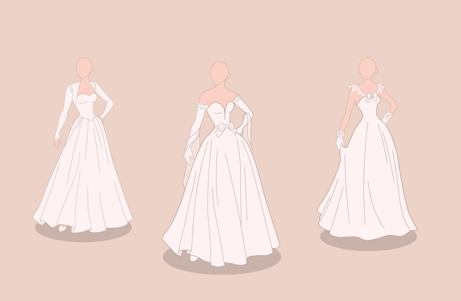 designs de vestidos de noiva vetor