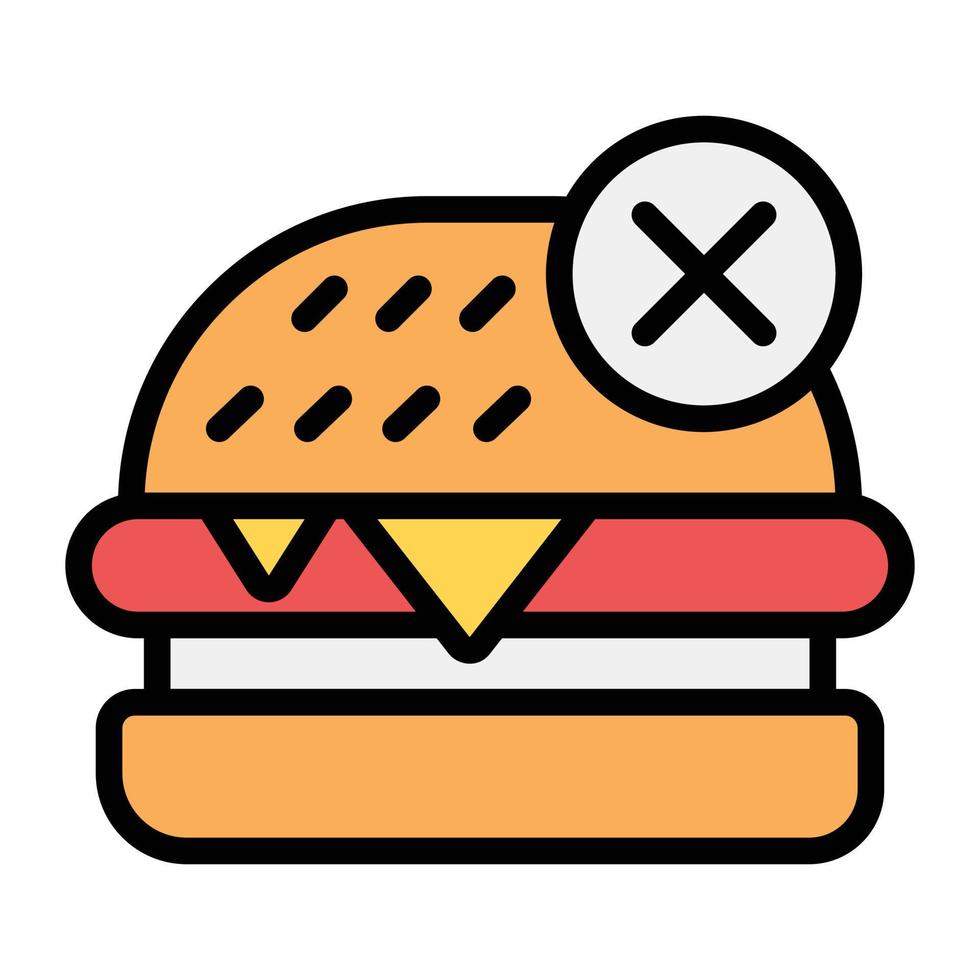 cross over burger, nenhum ícone de hambúrguer plano vetor