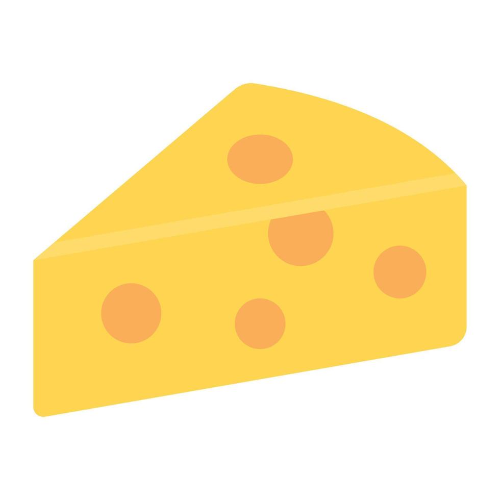 pedaço de laticínios, design de ícone plano de fatia de queijo vetor