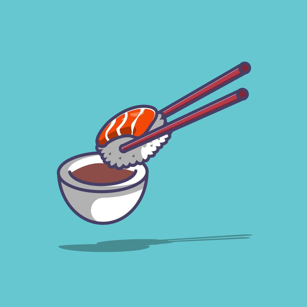 ilustrador de sushi e molho de soja vetor