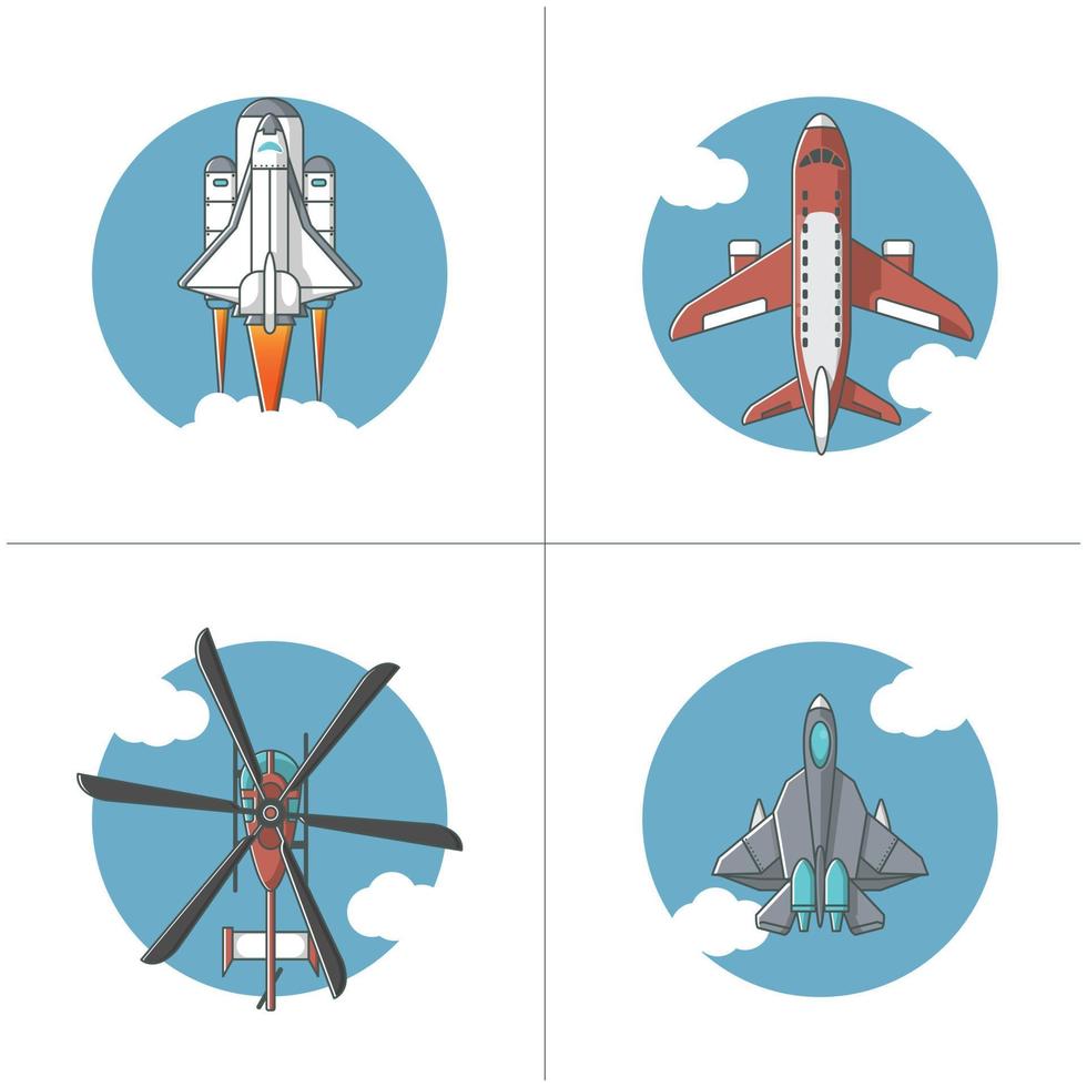 ilustração de quatro tipos de transporte aéreo vetor