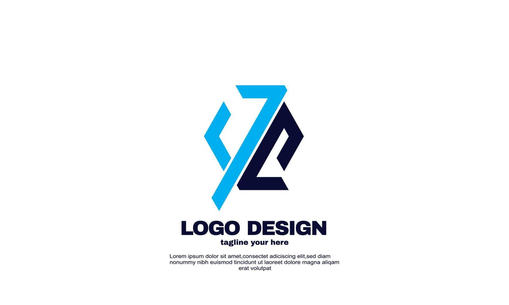 abstrata melhor ideia design de logotipo de negócios simples da empresa vetor cor azul marinho
