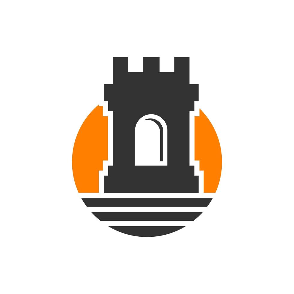 design de logotipo da parede do castelo vetor