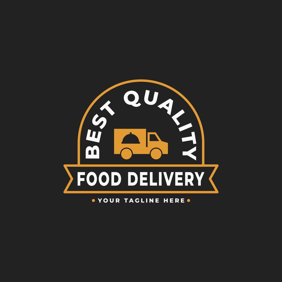 modelo de emblema de logotipo de catering de entrega de comida retrô vintage, símbolo de ícone de estilo mínimo adequado para restaurante, café, loja, loja, etc vetor