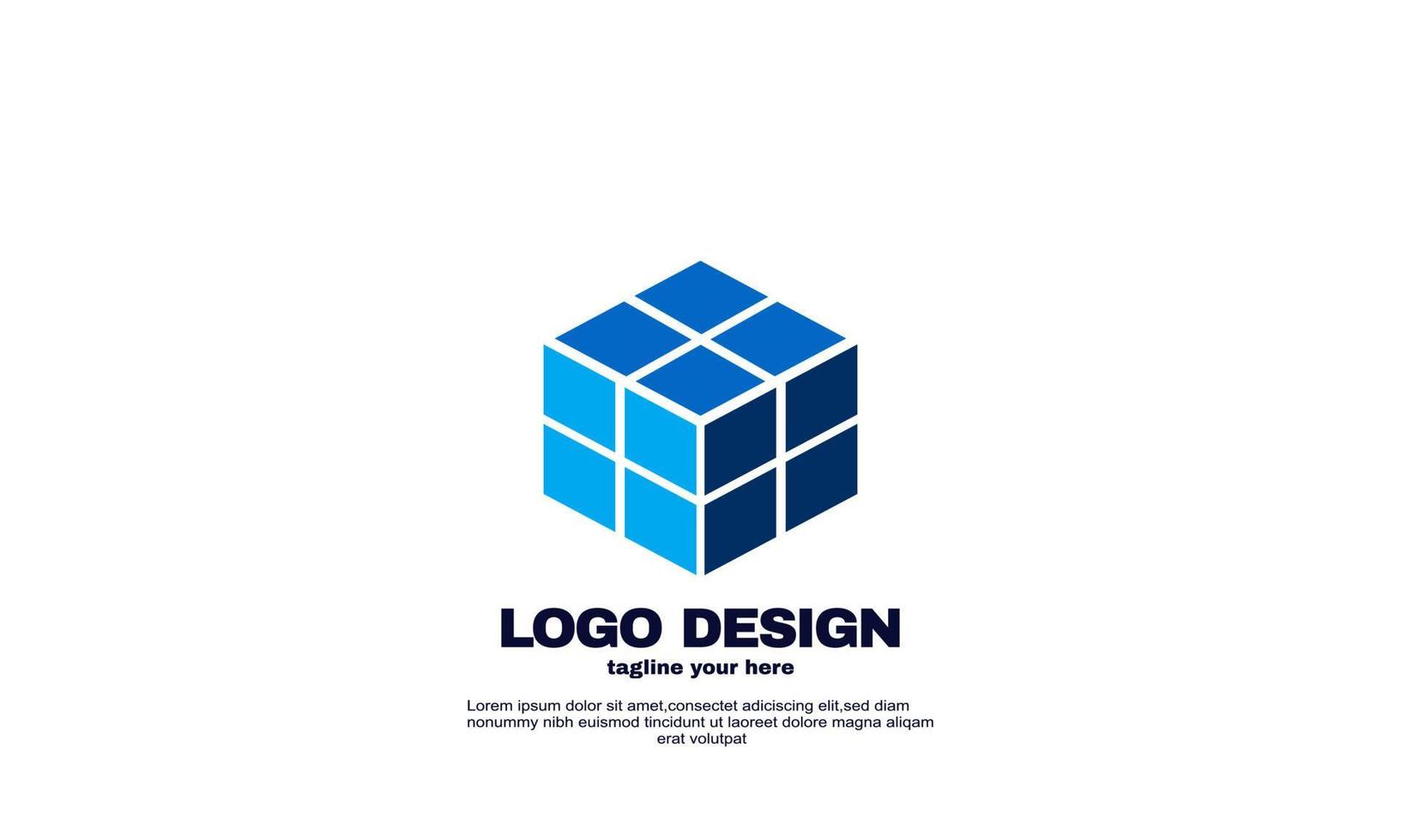 modelo de design moderno de logotipo de cubo geométrico azul criativo abstrato de estoque vetor