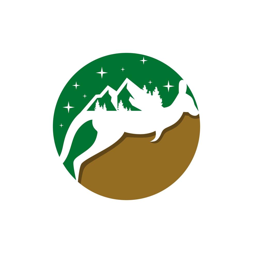 logotipo de ilustração de montanhas de animais canguru vetor