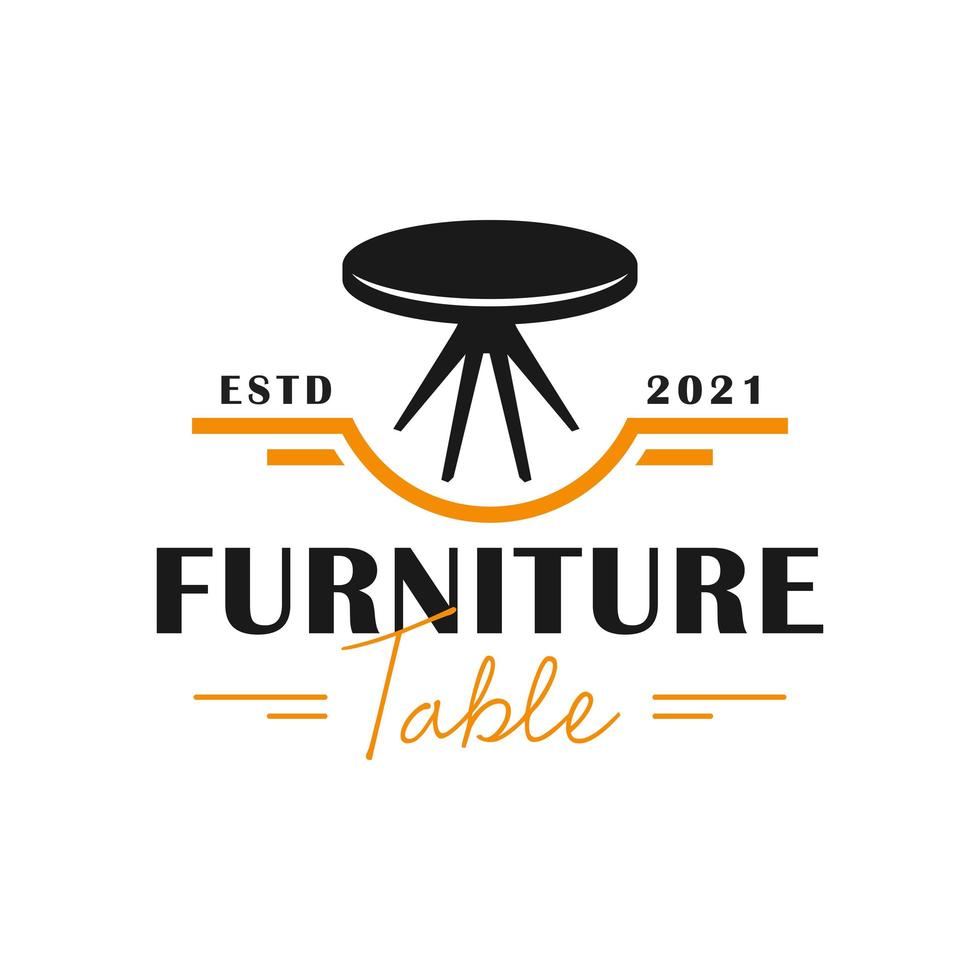 logotipo de ilustração de móveis de mesa e cadeira vetor