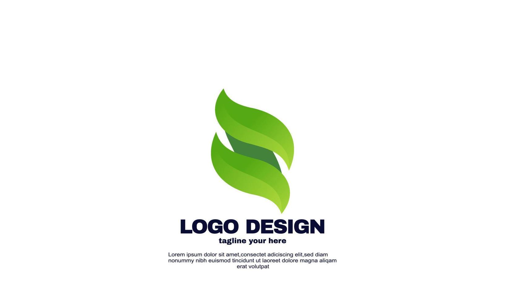 modelo de design de logotipo de folhas de eco verde criativo abstrato de vetor de estoque