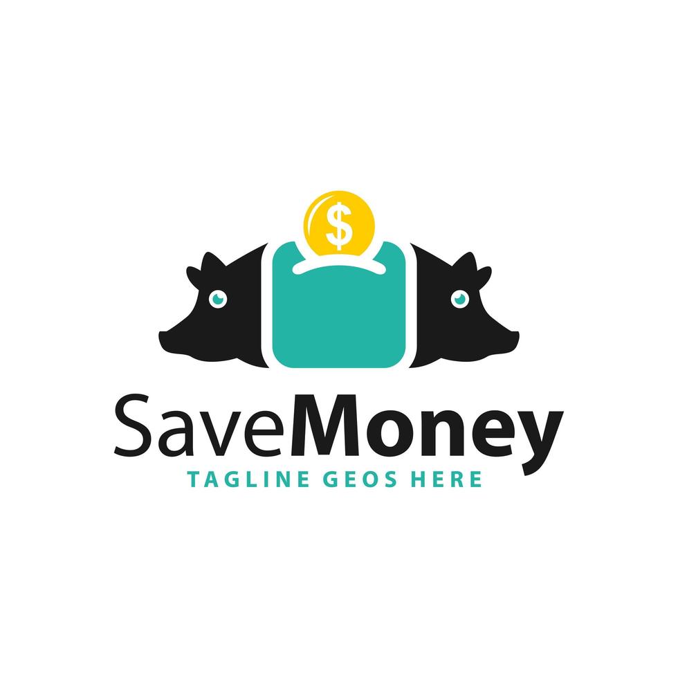 logotipo de ilustração de porco de economia de dinheiro vetor