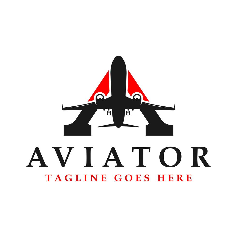 logotipo de ilustração de aviador com letra inicial a vetor