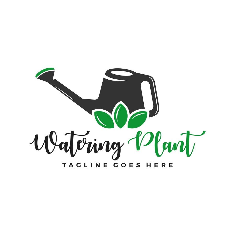 design de logotipo de ilustração de rega de plantas vetor