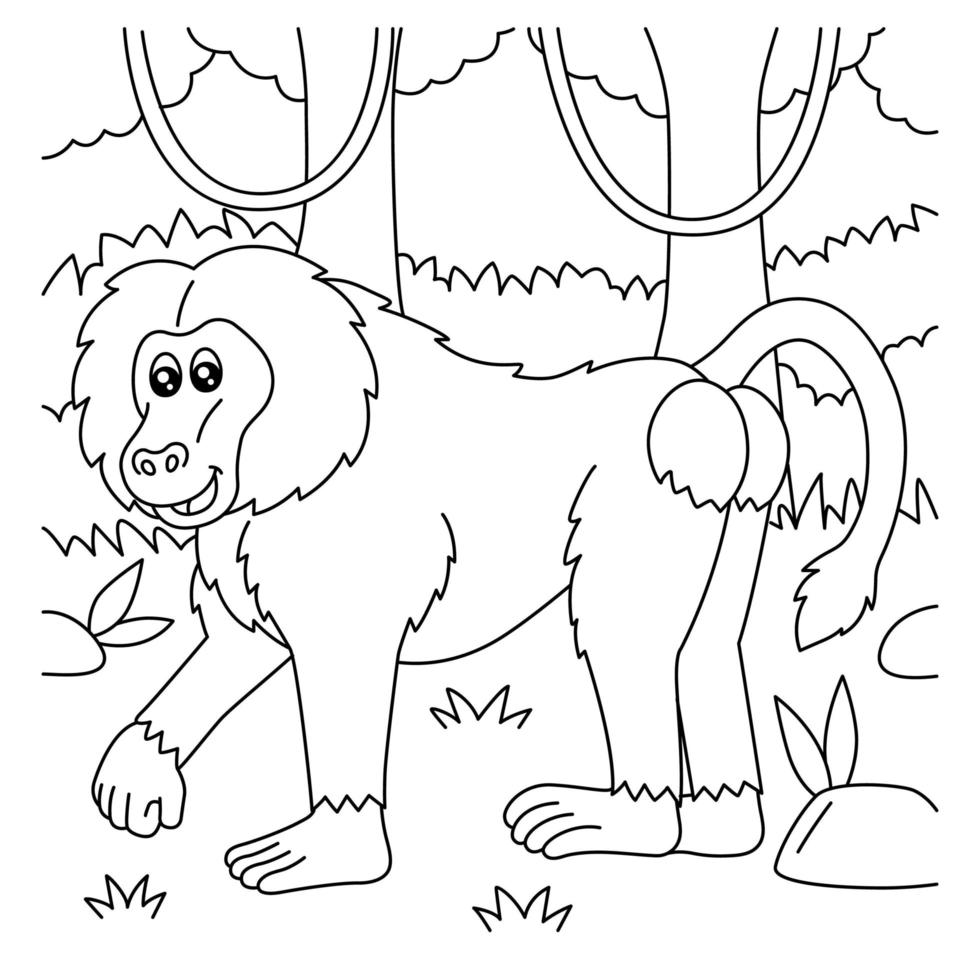 babuíno para colorir para crianças vetor