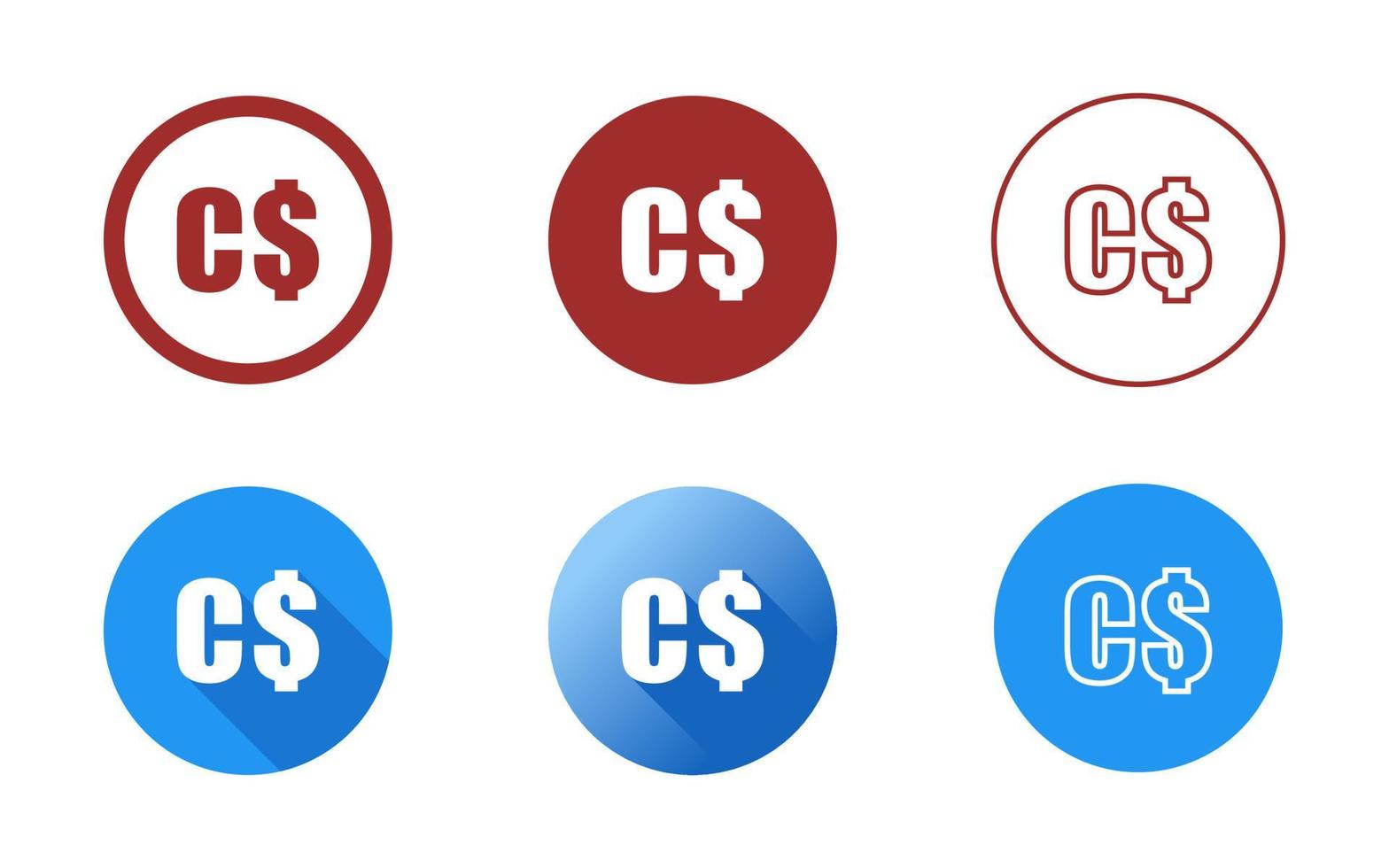 conjunto de ícones do símbolo do dólar canadense vetor