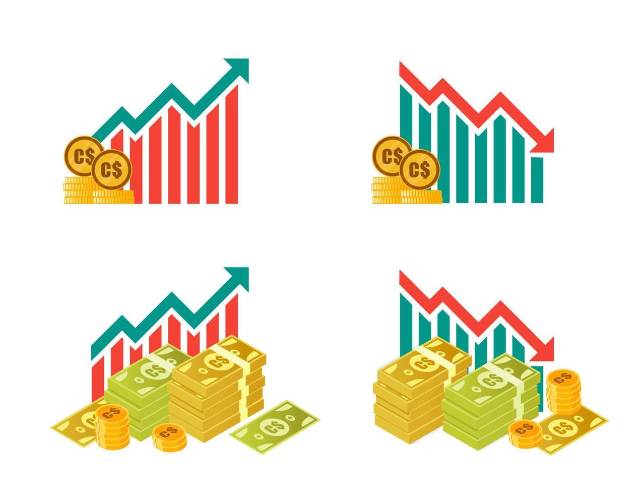 ilustrações de flutuação de dinheiro do dólar canadense vetor