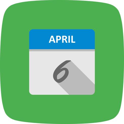 Data de 6 de abril em um calendário de dia único vetor