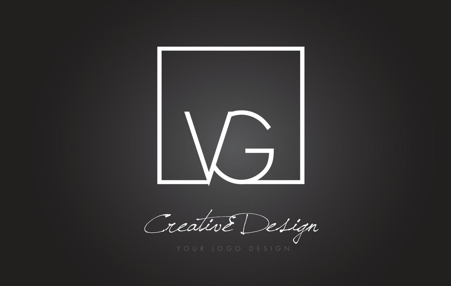 design de logotipo de letra vg moldura quadrada com cores preto e branco. vetor
