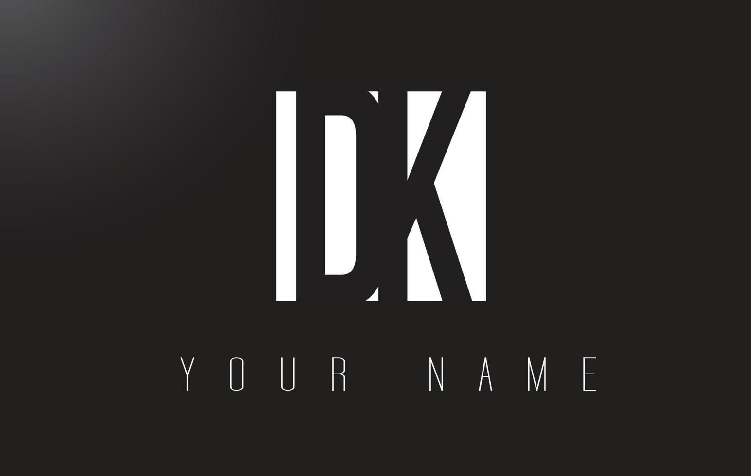 logotipo da letra dk com design de espaço negativo preto e branco. vetor