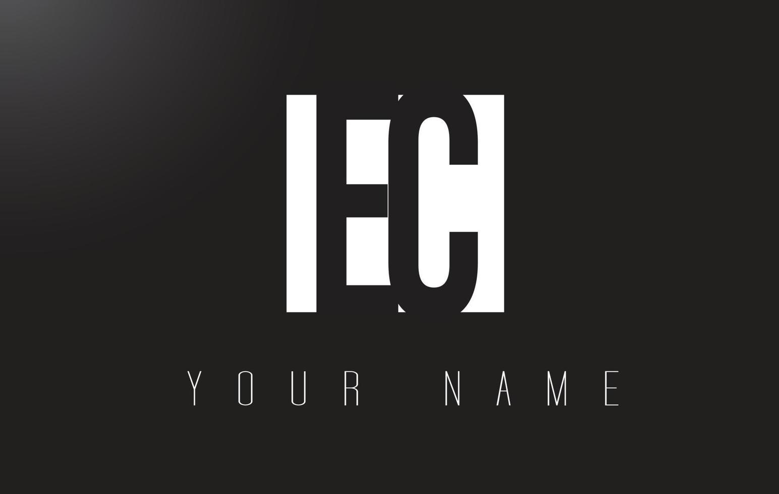 logotipo da carta ec com design de espaço negativo preto e branco. vetor