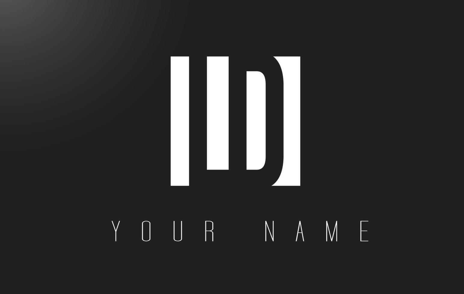 logotipo da letra ld com design de espaço negativo preto e branco. vetor