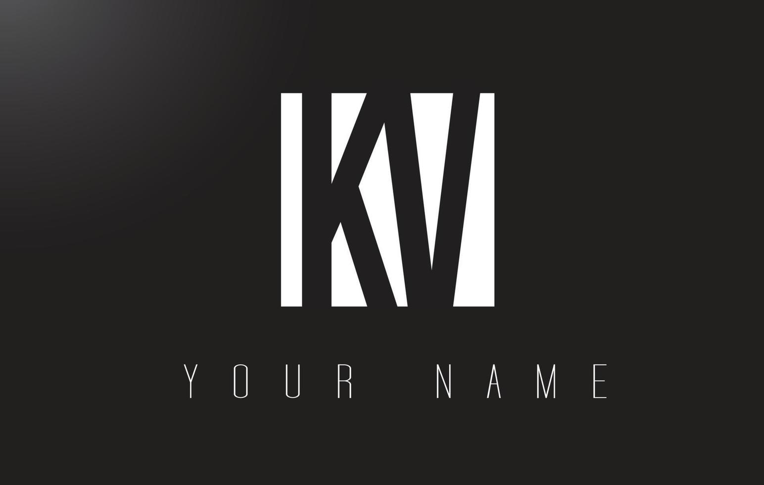 logotipo da letra kv com design de espaço negativo preto e branco. vetor
