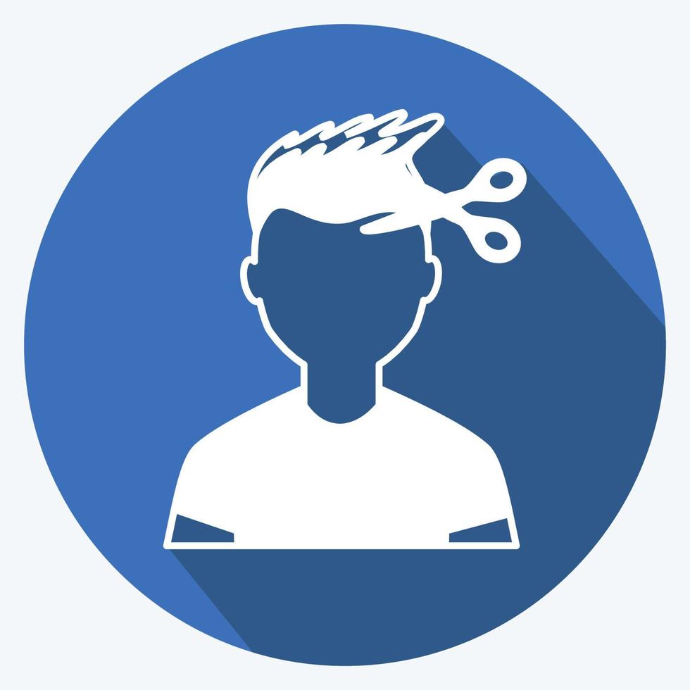 ícone de corte de cabelo no estilo moderno de sombra longa isolado em fundo azul suave vetor